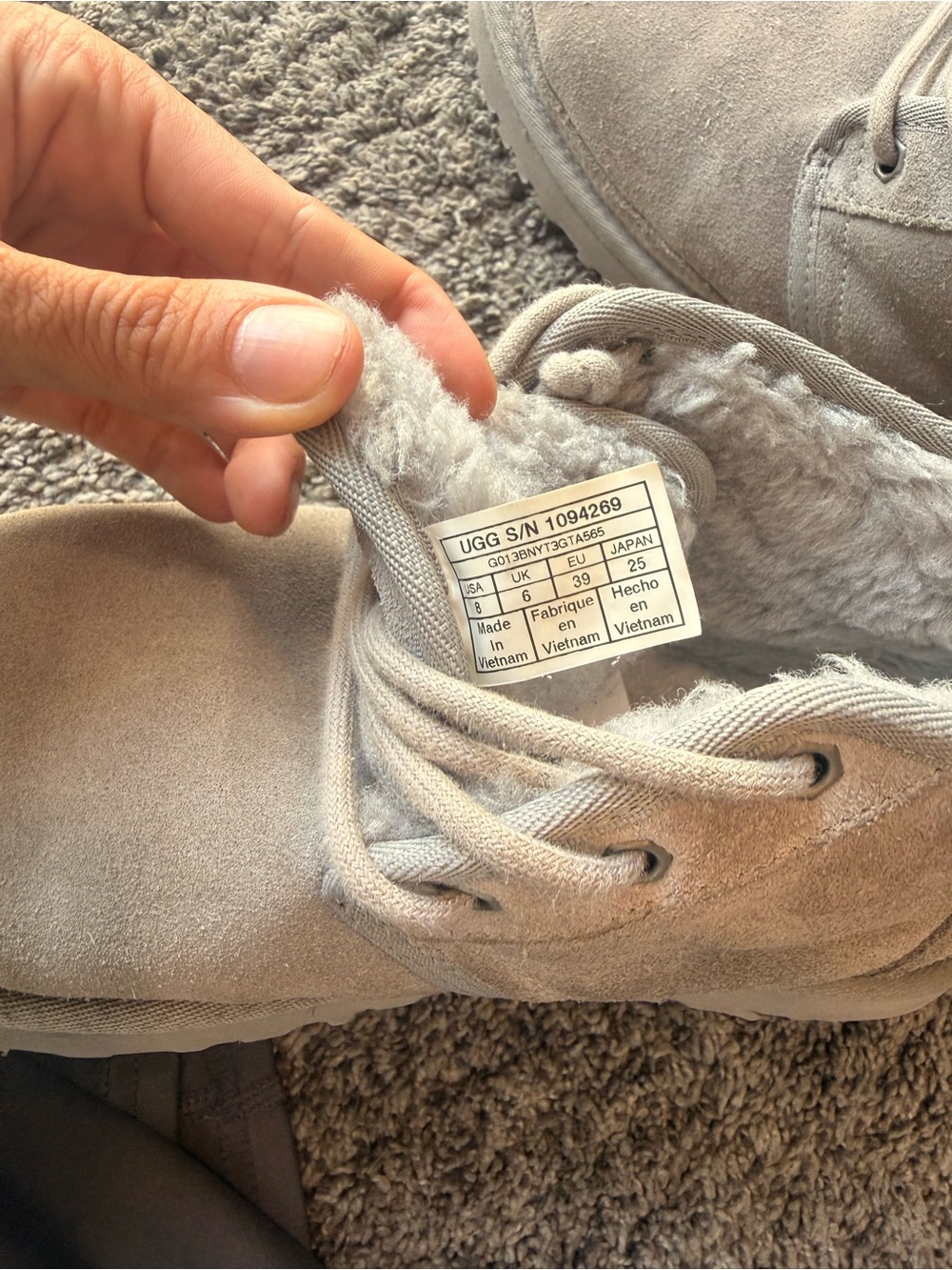 UGG Light Gray Suede Lace-Up Boots neumel